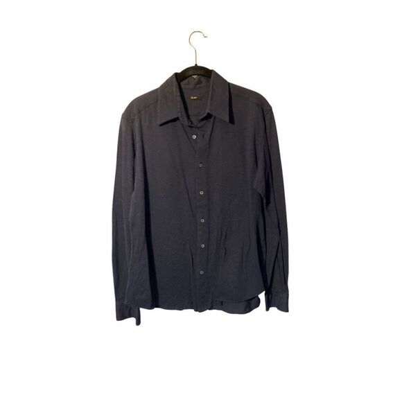 Hlam men’s navy blue 100% cotton made in Italy button down shirt 16/41 - Picture 1 of 6